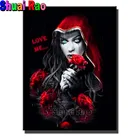 Готическая алмазная живопись вампира, полноразмерная квадратнаякруглая 5D фотография, женщина, роза, Алмазная мозаика, подарок