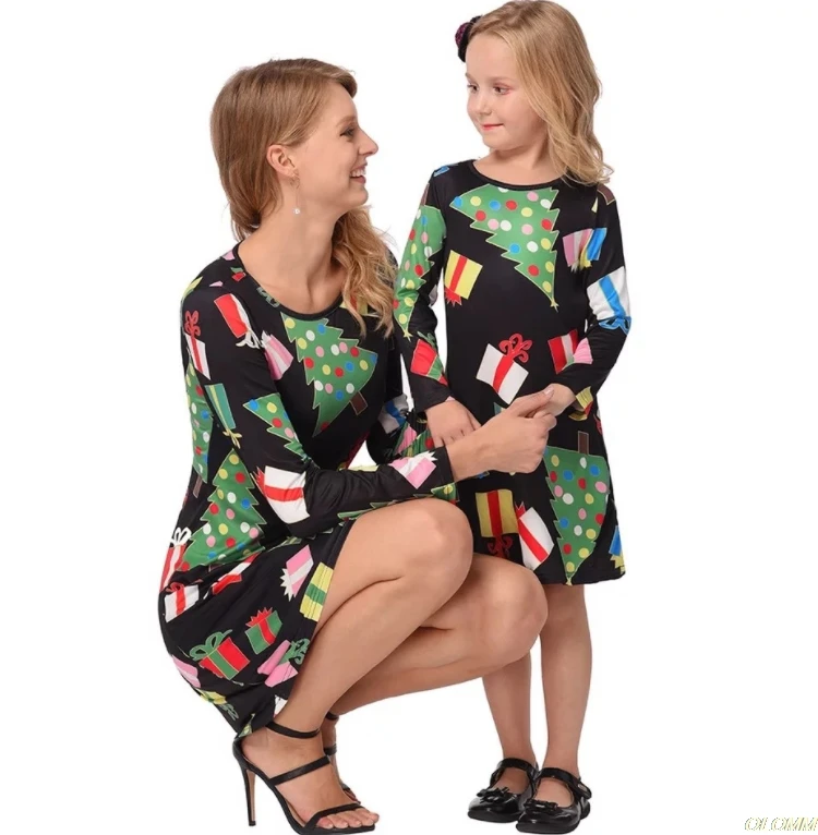 

Hot Plus Size Tunic Autumn Women Dresses Casual Cartoon Print Christmas Dress Casual Loose Long Sleeve Party Dress Vestidos