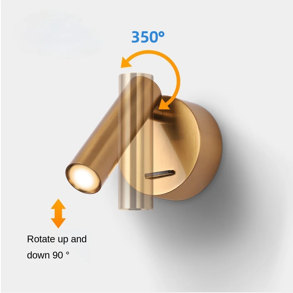 

Hotel engineering custom bedroom guest room wall lamp round bedside surface mounted LED reading high-end small wall lamp