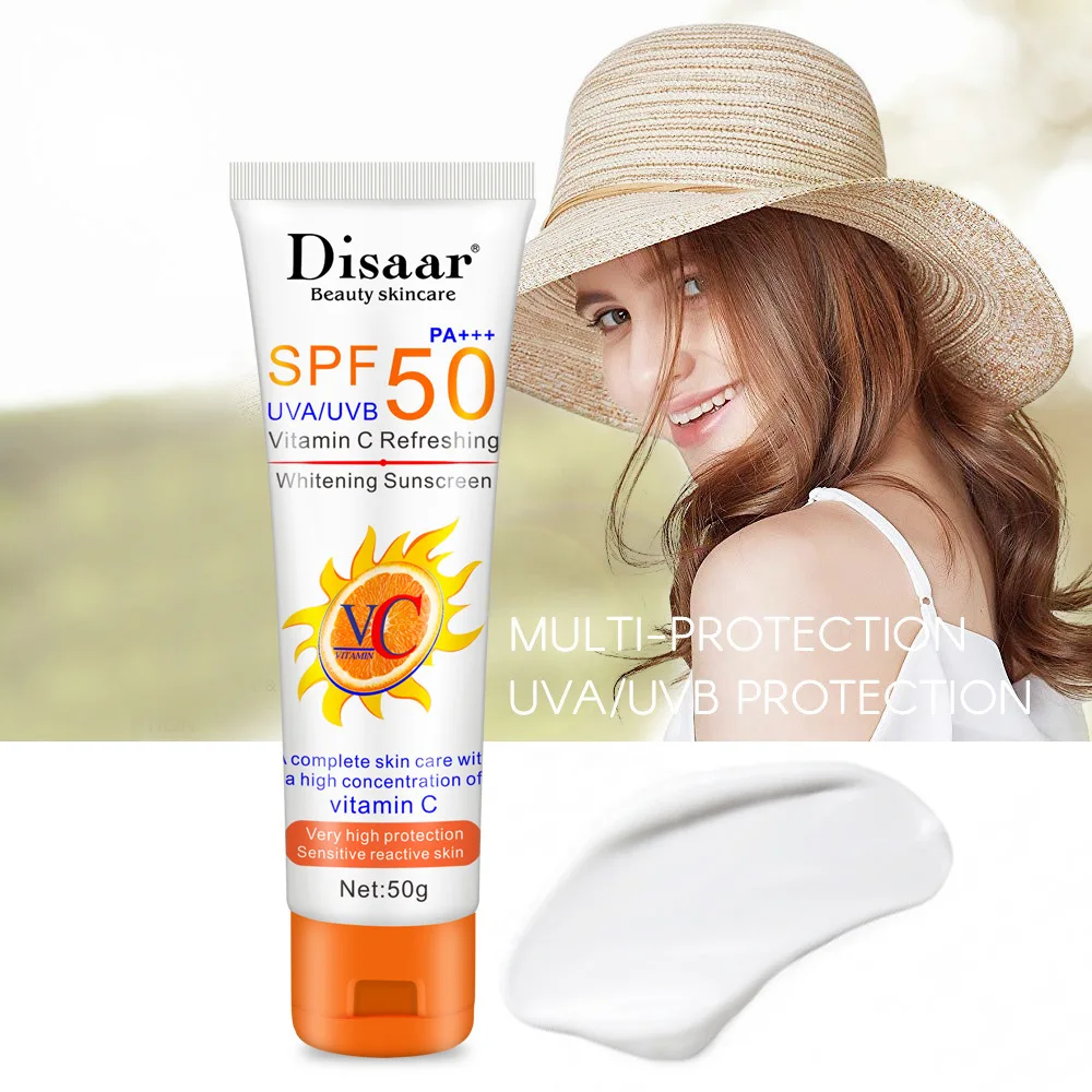

12 шт. SPF50 ++ VC солнцезащитный крем для лица и тела отбеливающий солнцезащитный крем 50 мл контроль жирности увлажняющий протектор Солнечный ух...