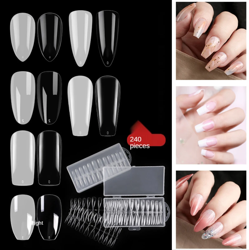 

240pcs/bag Natural Clear V Straight Round End Full/Half Acrylic Ballet Coffin French False Nail Tips Fake Toenail Tip Manicure