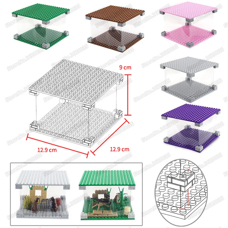 Прозрачная выставочная коробка для строительных блоков Layman отображение военных