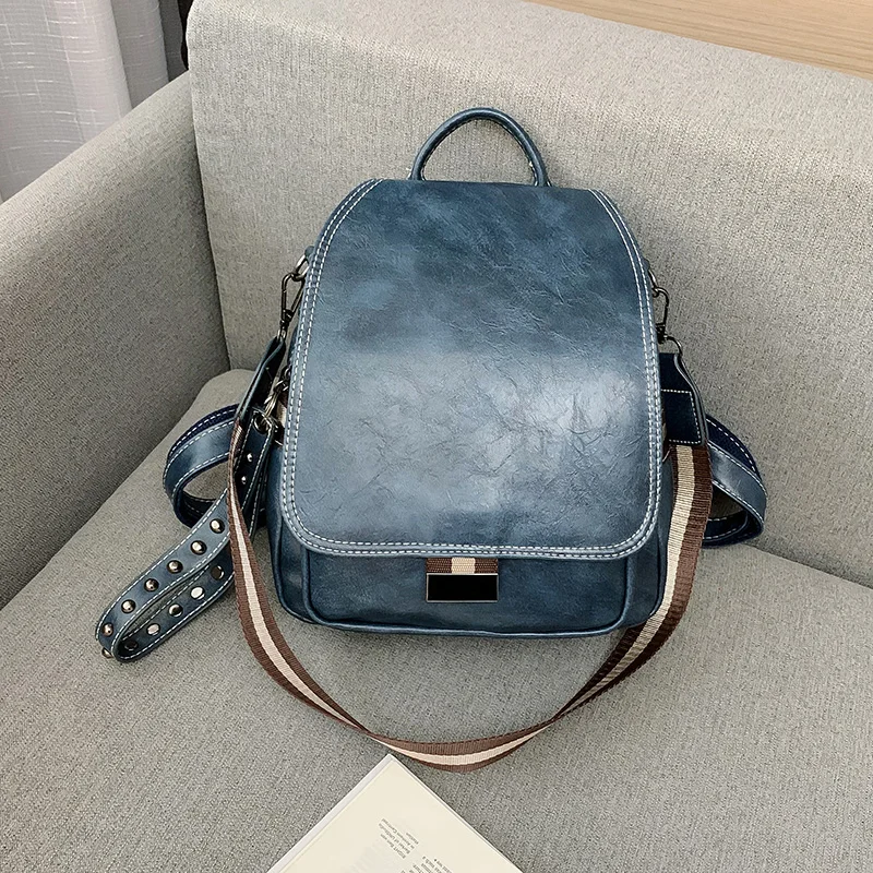 Популярный женский кожаный рюкзак, модные женские рюкзаки Mochila, женские повседневные винтажные сумки на плечо с большой вместительностью XA219H - Цвет: Blue