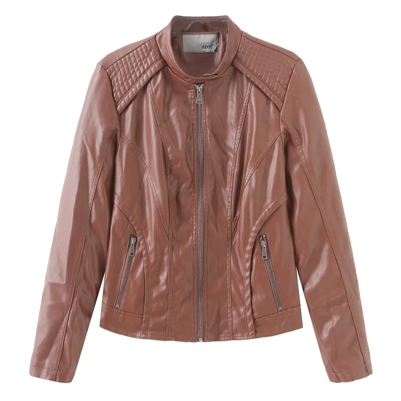 

2020 Autumn and Winter Women's Leather Clothes Women's Leather Jacket Slim Coat Women's Motorcycle Wear