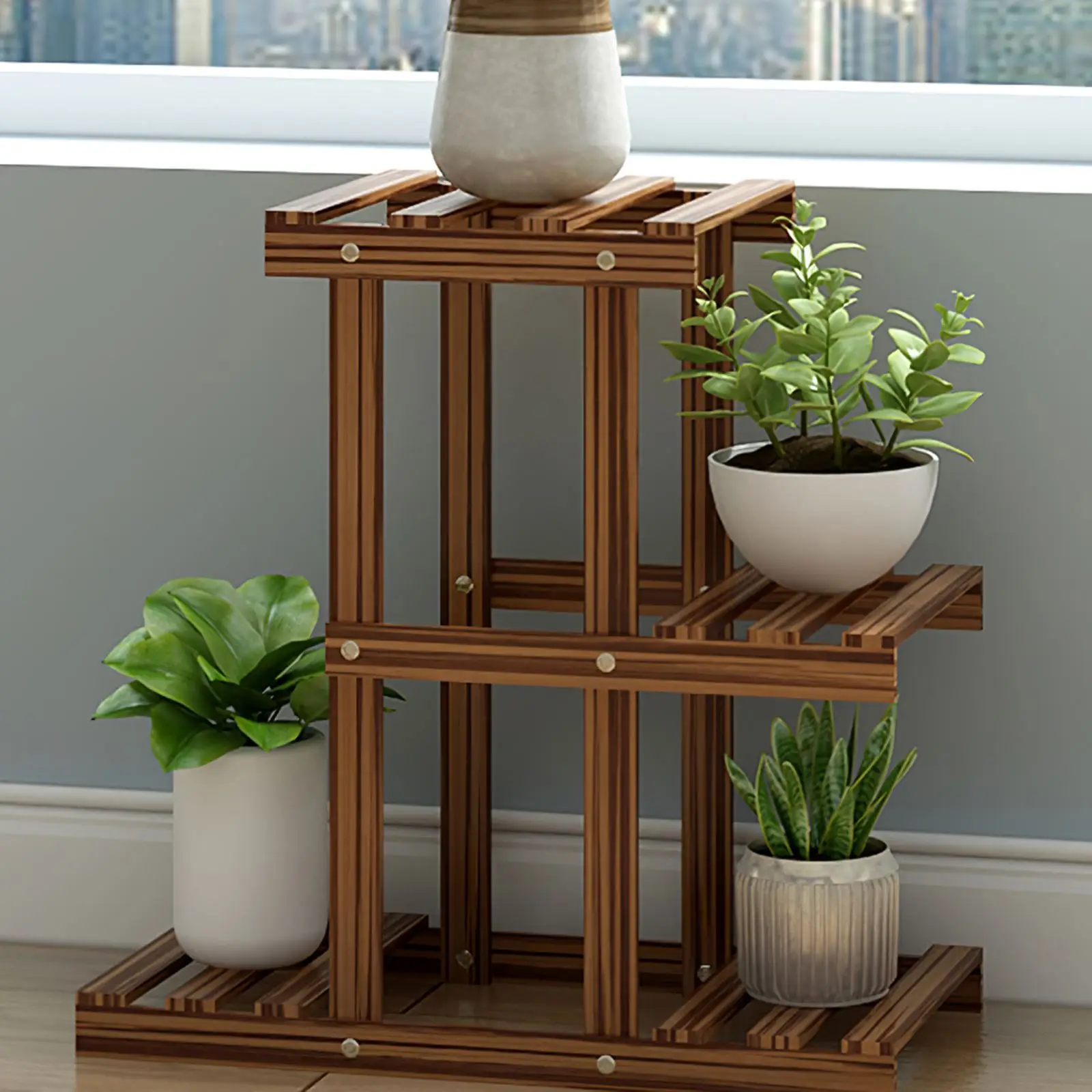

Flower Rack Living Room Floor Flower Stand Storage Rack Balcony Succulent Multi-Layer Solid Wood Scindapsus Basin Rack Stand