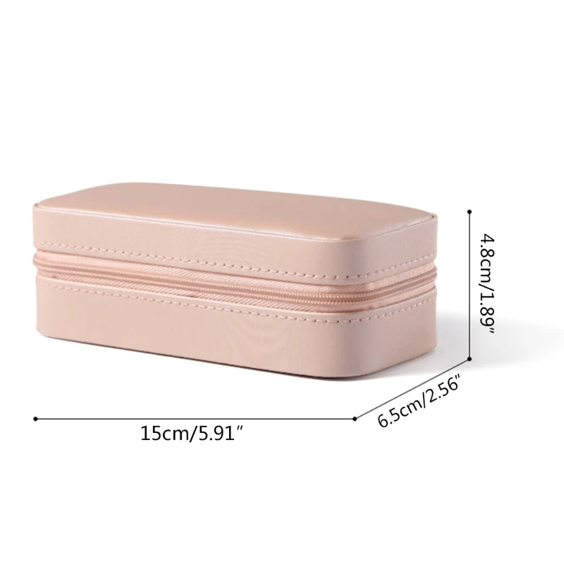 

Protable Travel Leather Rectangle Bracelet Box Brooch Jewelry Storage Case Earrings Necklace Cosmetic Organizer Display