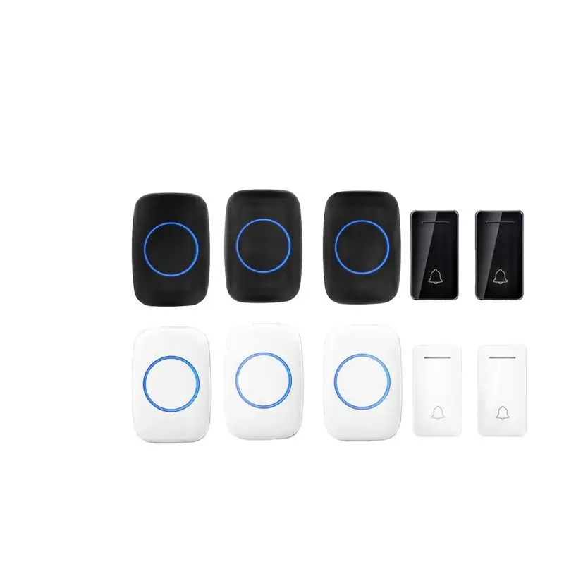 

Wireless Door Bell Set 3 Receiver +2 Emitter Free of Battery Cordless Doorbell IP44 200 Meters Chime By 110-240V SOS Button Ring
