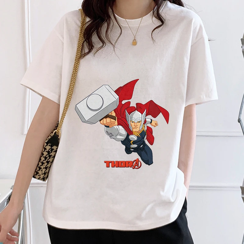 

Avenger Hero Film T-shirty Damskie Films Preppy Style Fashionable Women's Clothing 100% Cotton White Garments Dating Koszulki