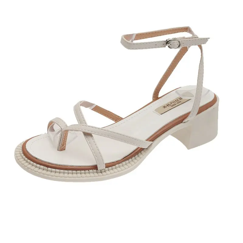 

Clear Heels Chunky Sandals Buckle Fashion Womens Shoes 2021 Suit Female Beige Block Luxury Comfort Strap Low Black High Girls Ne
