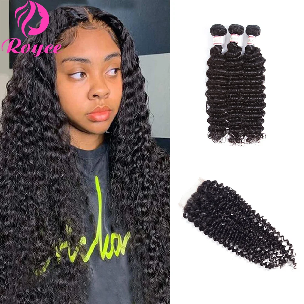 

Water Wave Human Hair 13x4 Lace Frontal 4x4 5x5 Lace Closure Brazilian Deep Wave Pre Plucked With Baby Hair Transparent Lace