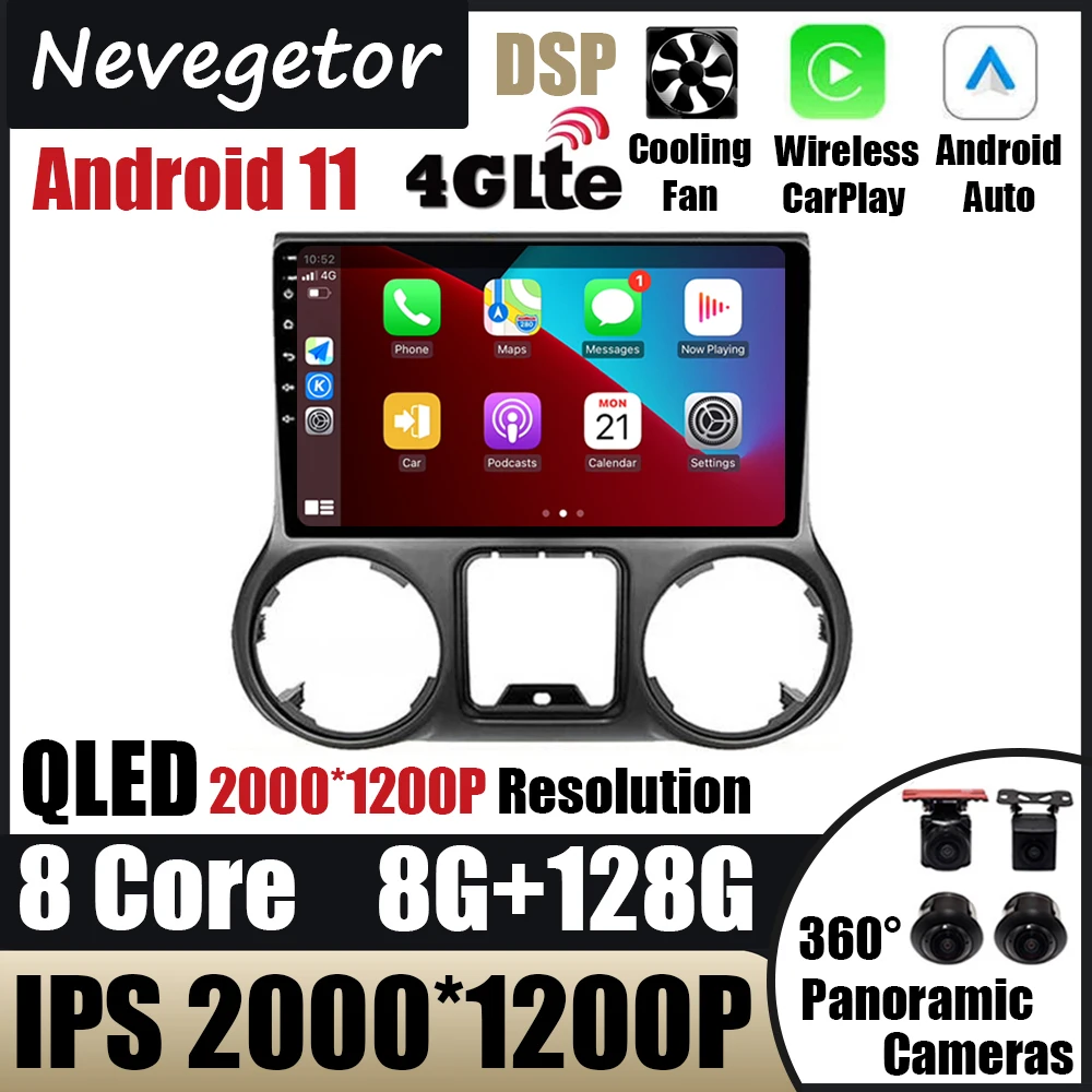 

Android 11 For Jeep Wrangler 3 JK 2011 - 2017 10.1'' Bluetooth Carplay Car Radio Multimedia Video GPS Navigation 4G WIFI 2 DIN