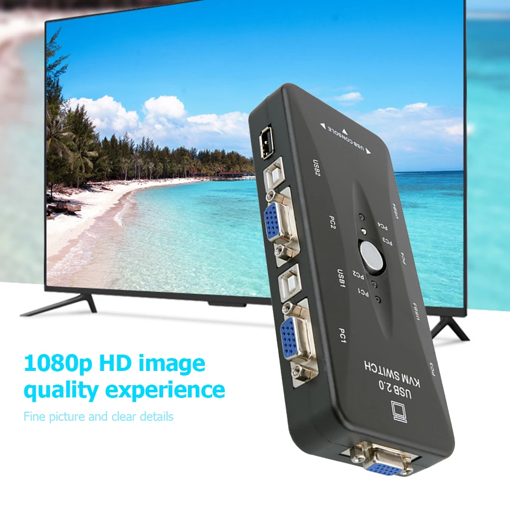 USB HDTV KVM переключатель сплиттер 2 порта ручное управление кнопками VGA для двух