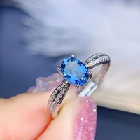 natural topaz ring london blue classic fashion jewelry s925 sterling silver plated 18k gold dark gemstone engagement