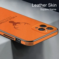 luxury leather skin square frame case for iphone 12 11 pro max mini iphone x xr xs max camera protection shockproof phone cover
