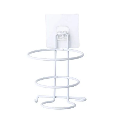 Настенный держатель для фена металлическая полка ванной комнаты органайзер