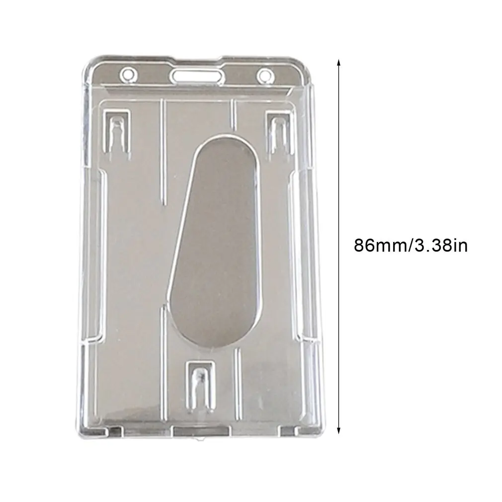 

Double-sided PC Hard Plastic Card Holder Vertical Version Transparent Badge Card Shell Durable Inner Card Holder