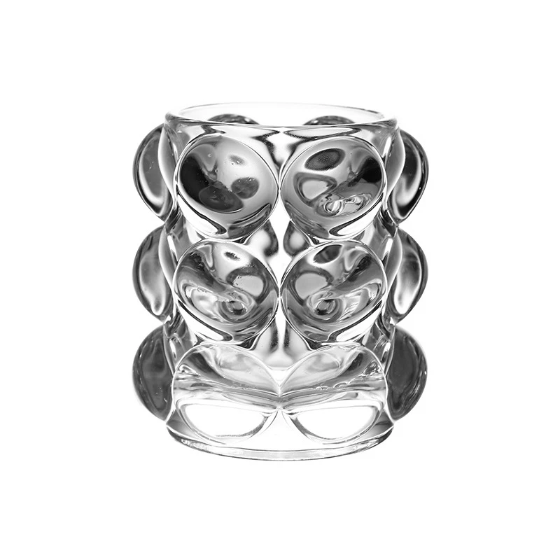 

Multi-purpose polka dot transparent glass pen holder decoration makeup brush bathroom storage bucket breakfast cup customization