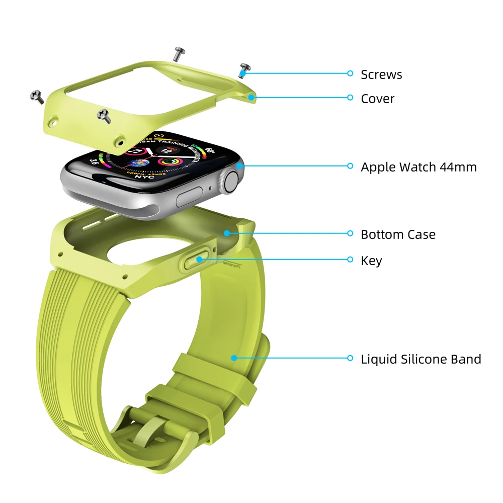 Green Силиконовый ремешок для часов TPU чехол для часов Apple Watch Series 4 44 мм Полная рамка Защита экрана для IWatch Series 4 44 мм ремешок для часов - Цвет: Green