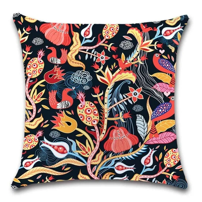 Цветная Цветочная волнистая полиэфирная Мягкая Наволочка размер 45x45 см