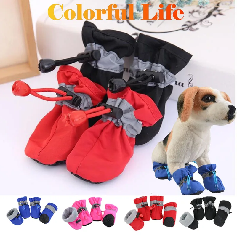 4 шт./комплект домашние питомцы собаки зимняя обувь непромокаемые ботинки носки