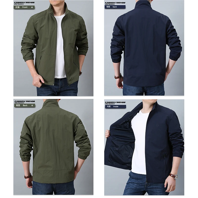 

NANCY TINO Men's Jacket Spring and Autumn Models Casual Jacket 2021 New Clothes Thin Slim Top Hiking Outdoor Windbreaker Nylon