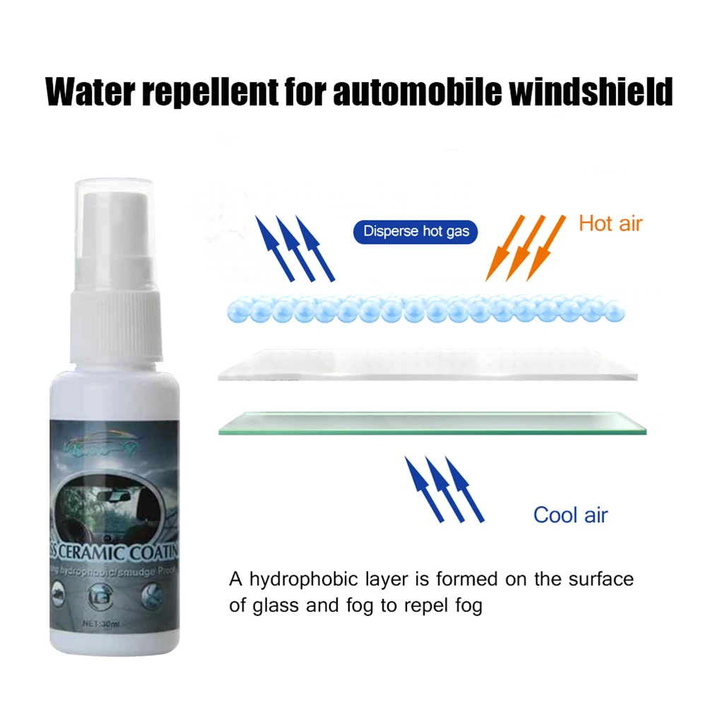 

30ml Car Windshield Anti Fog Spray Anti-fog Rearview Mirror Spray for Car Fogging Resistant Condensation Protection