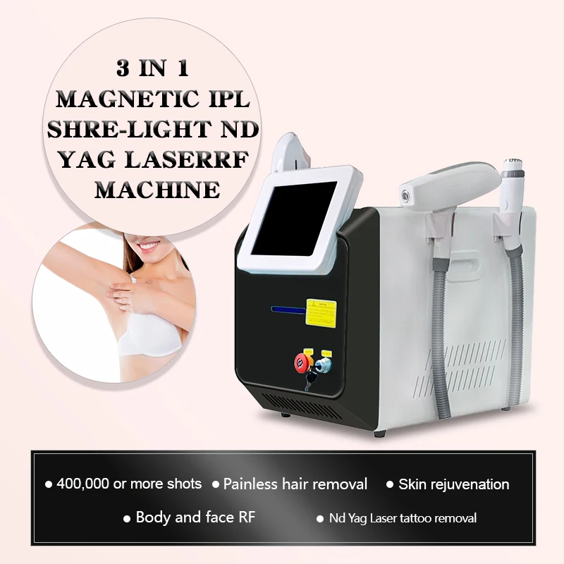 

360 магнитное удаление волос и Shr Elight Ipl Opt Rf & Nd Yag лазер 1064 удаление татуировок многофункциональная машина для новейшей модели 2021 года