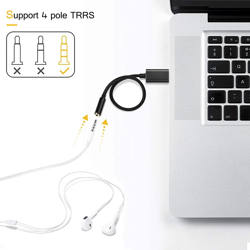 2 упаковки внешняя стерео звуковая карта USB для наушников адаптер o Jack с 3 5 мм Aux TRRS