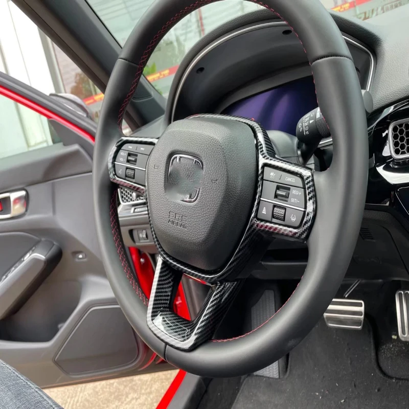

For Honda Civic 11th gen 2022 Carbon Fiber Interior Steering Wheel Button Switch Panel Cover Trim Decoration Accessories
