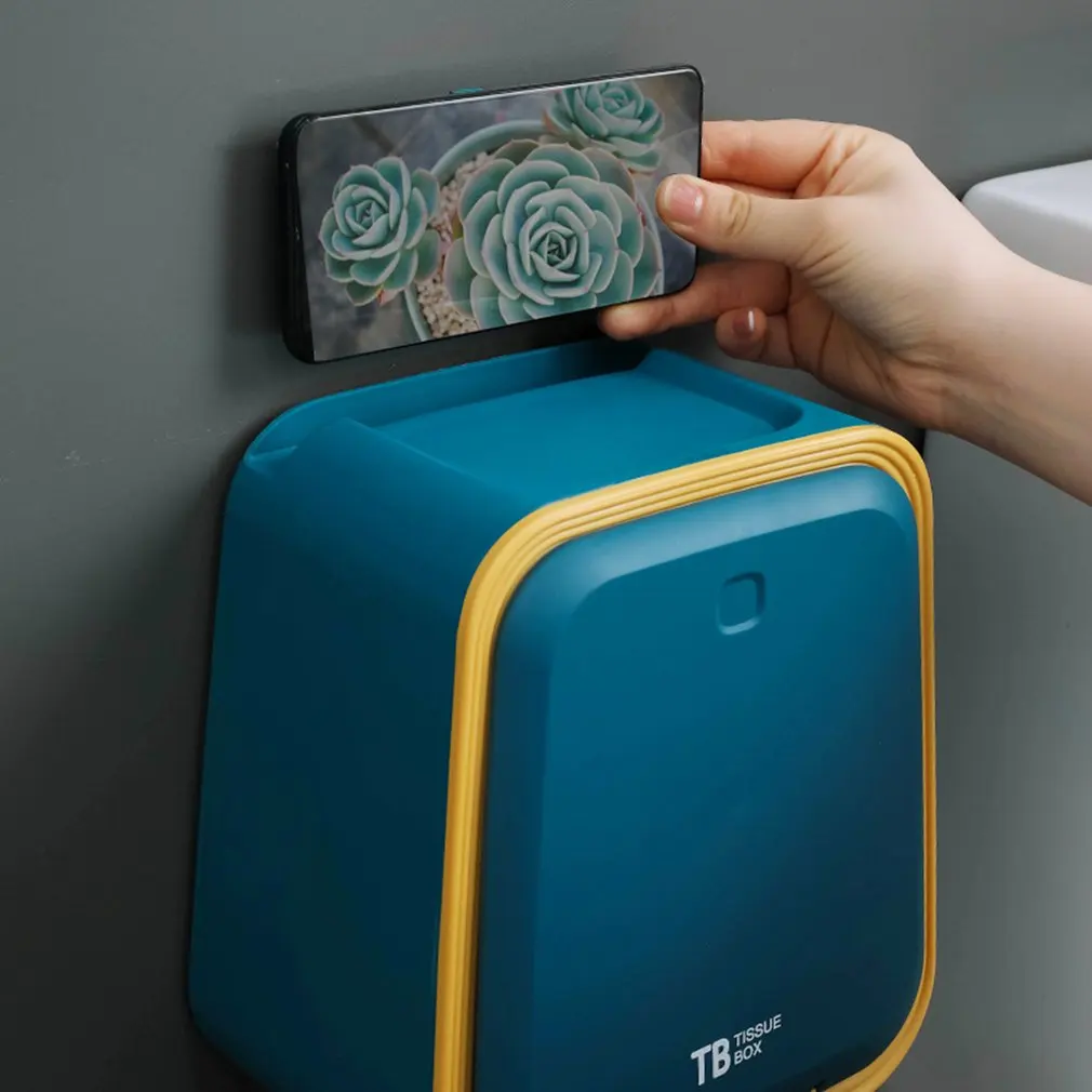 

Настенный держатель для туалетных рулонов, двухслойный контейнер для салфеток контрастных цветов, коробка для хранения в ванной комнате бе...