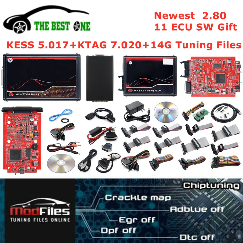 Онлайн Kess V5.017 OBD2 менеджер Тюнинг Комплект KESS 2 80 KTAG V7.020 4 светодиода 25 BDM Рамка 14G