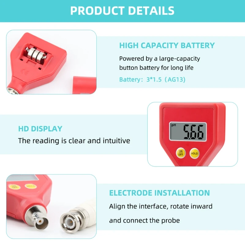 

PH-98106 PH Meter Digital Acidity Meter PH Tester Soil Meter Tester for Plants Flowers Vegetable Acidity Moisture PH Me KX4B