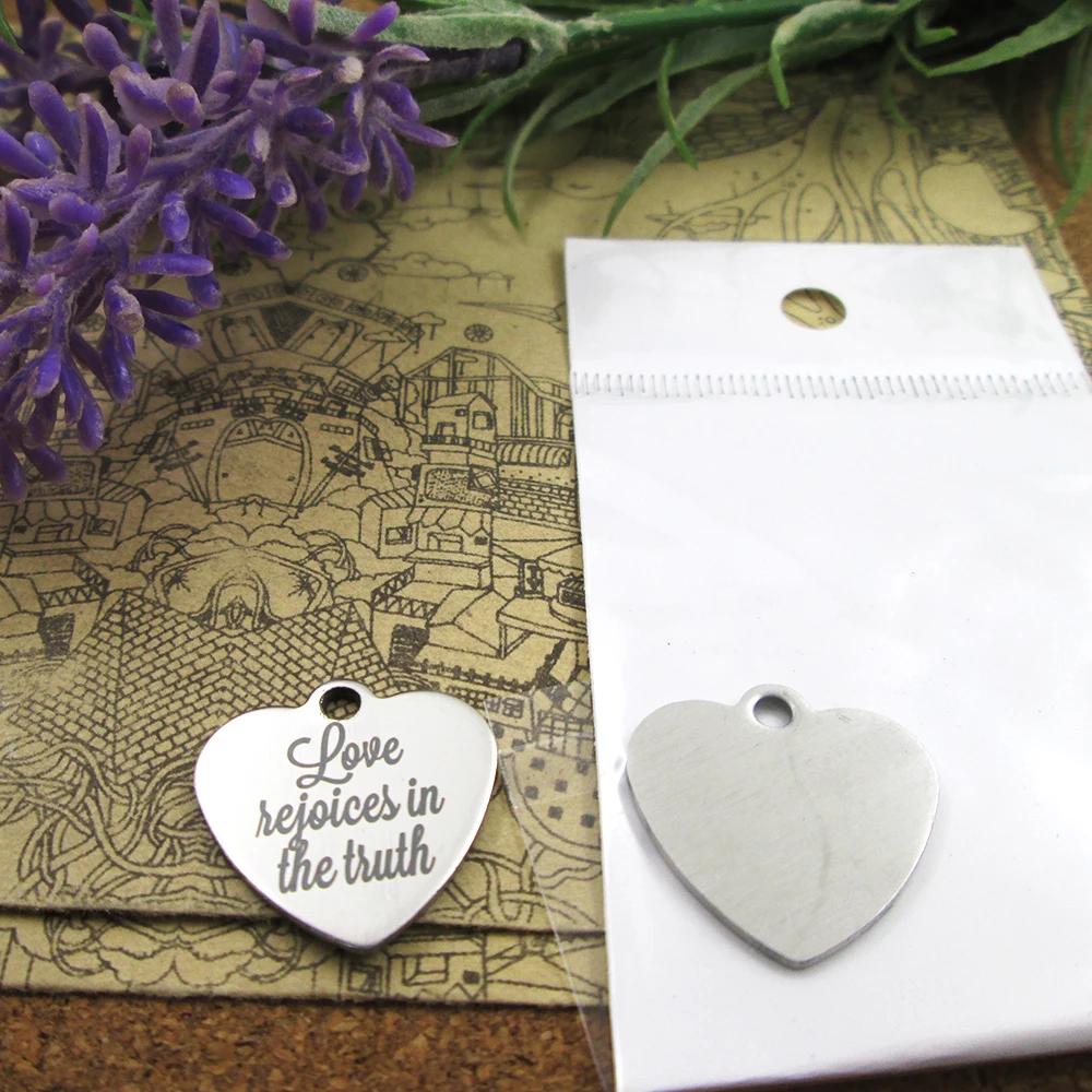 10 шт-&quotЛюбовь радуется правде&quot из нержавеющей стали амулеты больше стиля для