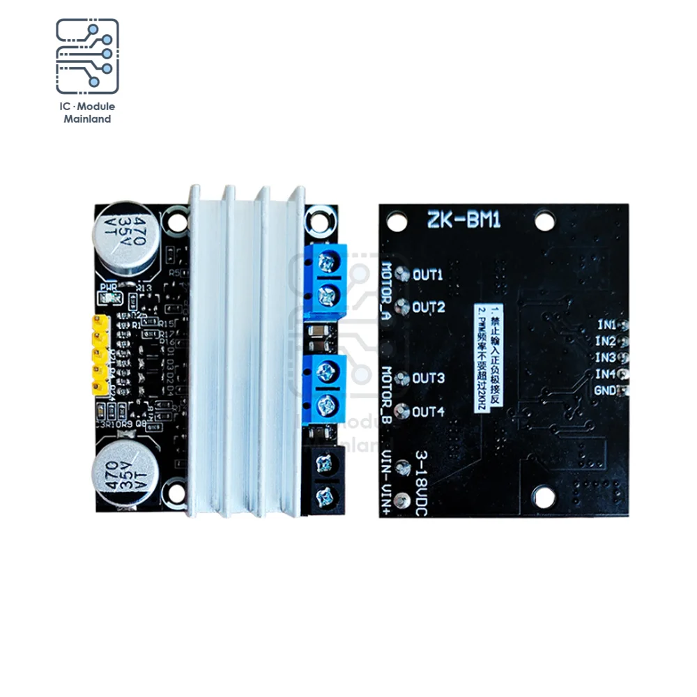 

10A Dual-channel DC Motor Drive Module Positive And Negative DC3-18V PWM Speed Dimming Low Voltage High Current