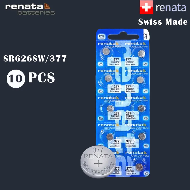 10 шт./лот Renata 377 100% оригинальный новый долговечный SR626SW SR626 V377 батарейный блок для