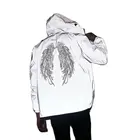 Ветровка Светоотражающая МужскаяЖенская, модная повседневная куртка с капюшоном в стиле хип-хоп, уличная одежда в стиле Харадзюку, 5XL, на весну