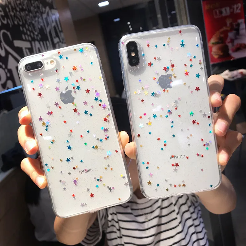Прозрачный блестящий чехол Crispyfish для iPhone 7 8 Plus мягкий силиконовый из ТПУ iphone 6 6s X 11