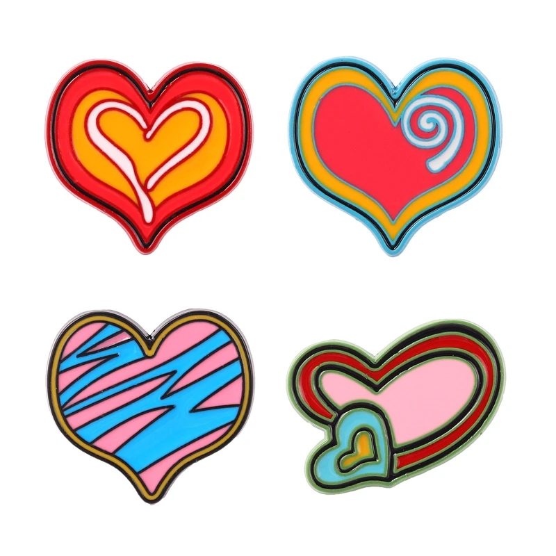 

Colorful Enamel Brooch Heart Shaped Rainbow Pin Lapel Rainbow Badge Dailywear Decoration Fitting for Clothes & Bags