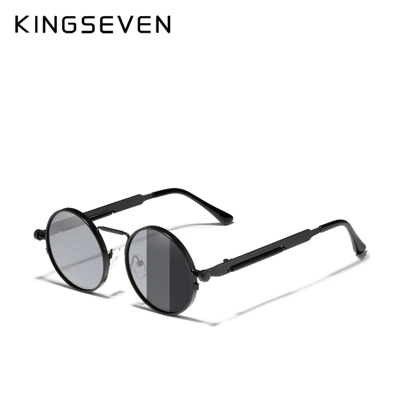 KINGSEVEN High Quality Gothic Steampunk Sunglasses Polarized Men Women Brand Designer Vintage Round Metal Frame Sun Glasses | Аксессуары