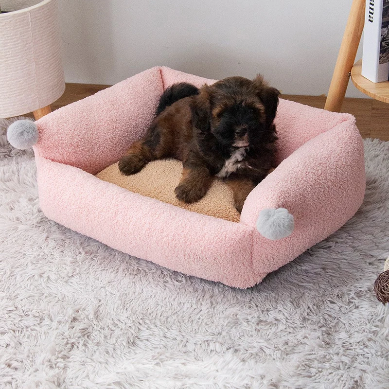 

Mohair Dog Bed Cat House Soft Pet Nest Detachable and Washable To Keep Warm In Winter Breathable Cats Accessories Pets Supplies