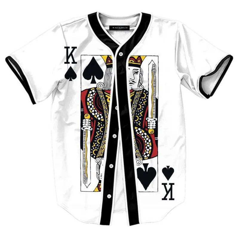3D принт покер K King уличная футболка для мужчин хипстер хип хоп Бейсбол Джерси