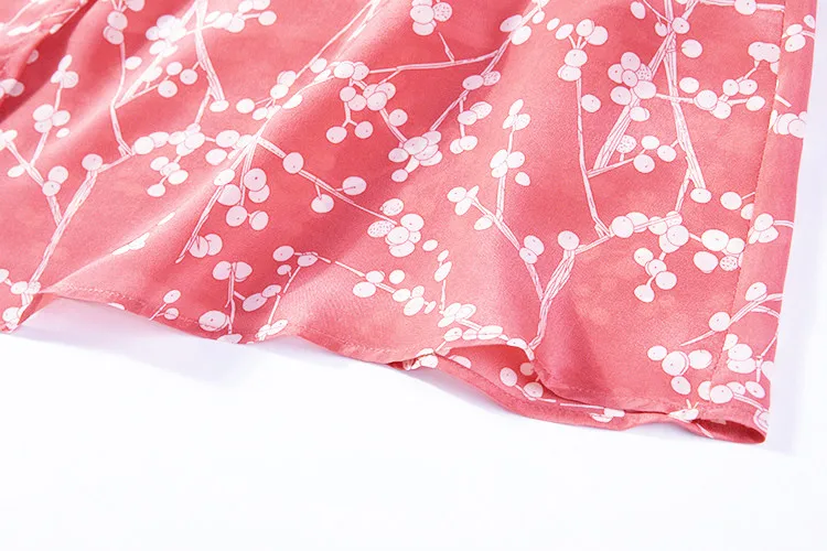 

Women's 100% Pure Silk Long Midi Wrap Dress V neck Short Sleeve Pink Printed M L XL JN404