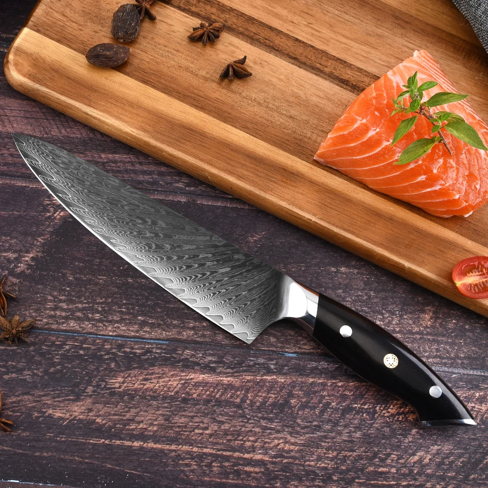 Нож шеф повара vg10 из дамасской стали японская кухонная утварь лезвие для нарезки