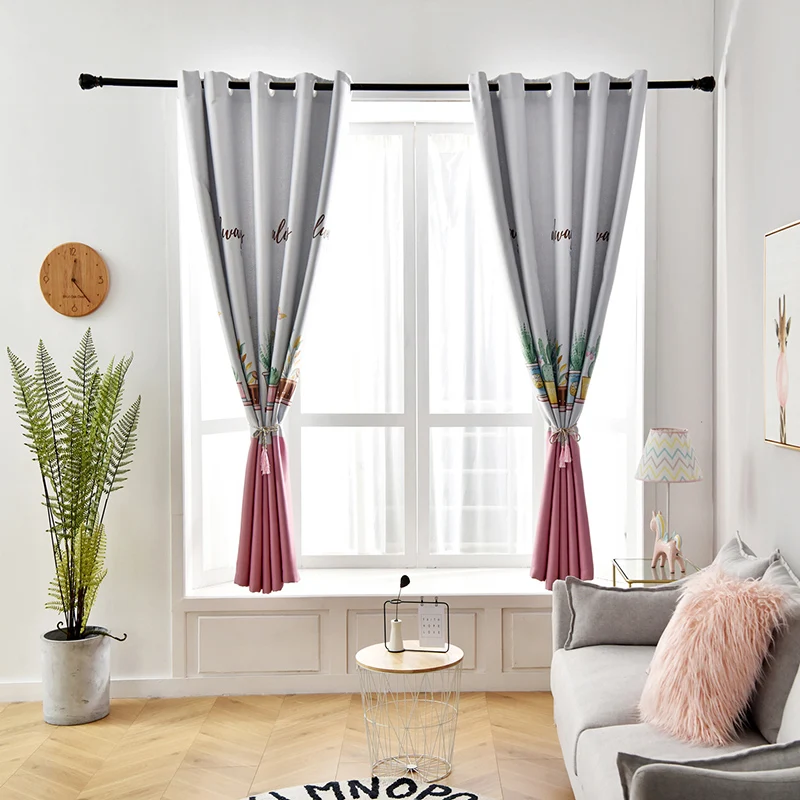 Современные затемняющие короткие занавески с растениями для гостиной спальни