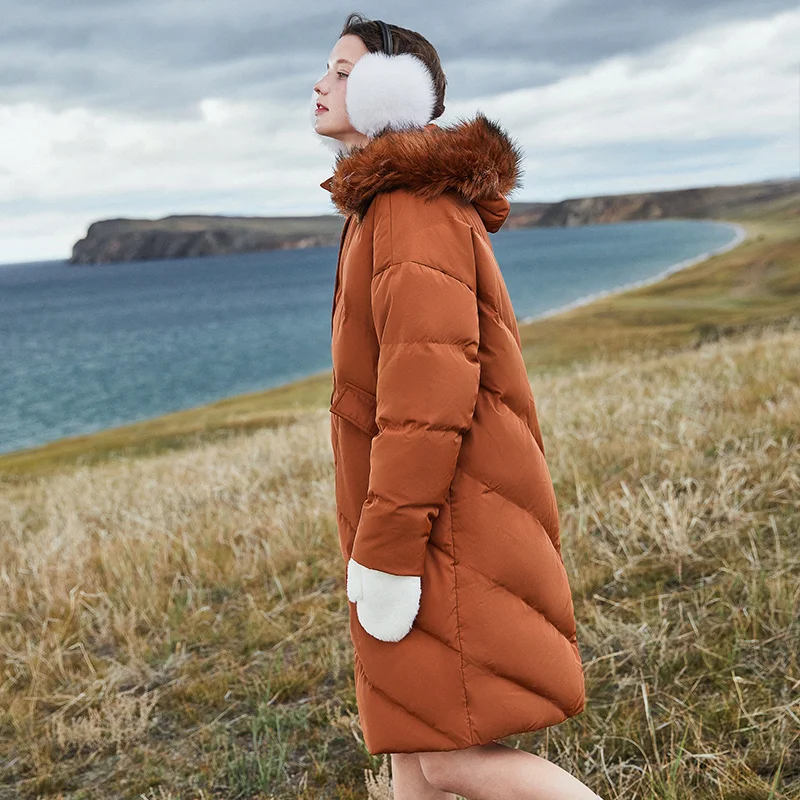 

Down jacket women long jacket hooded fur collar young winter fashion woman winter trend long winter coat female