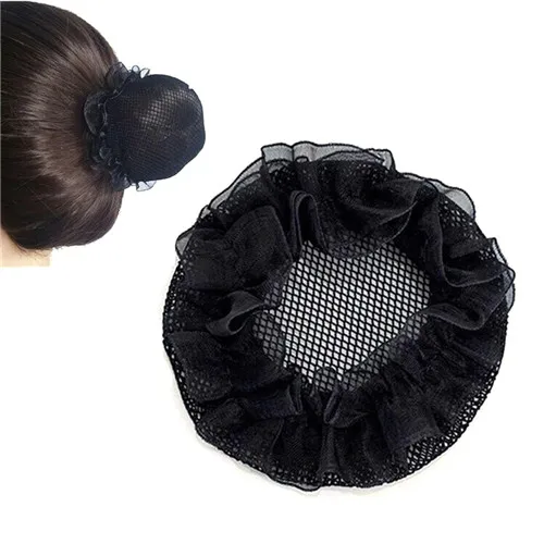 

Women Black Ballet Dance Skating Snoods Hair Net Bun Cover