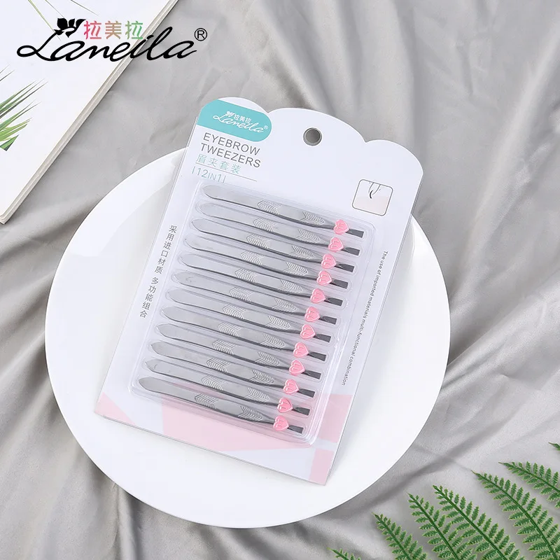 12PcsEyebrow Пинцет из нержавеющей стали плоскогубцы тянуть щипцы для бровей Усы тянет