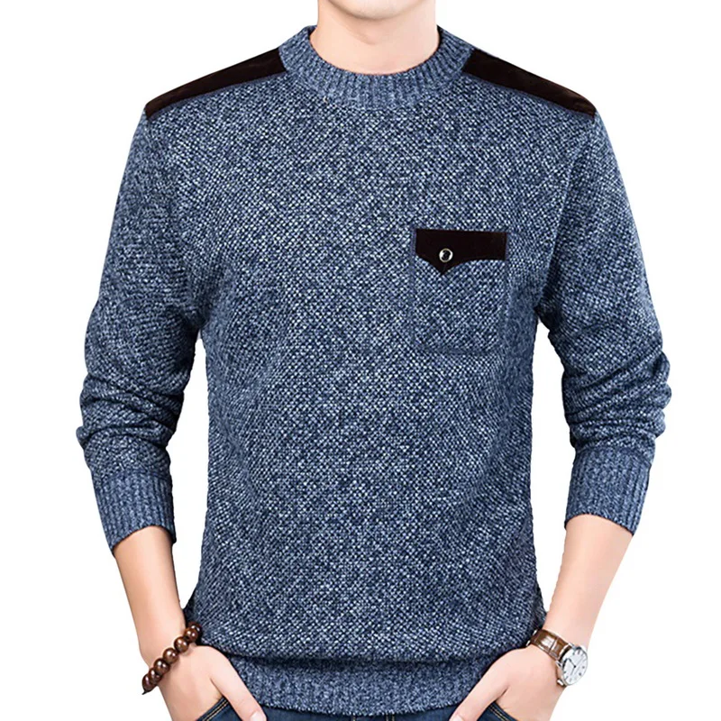 Vertvie осенне зимний мужской свитер повседневный пуловер с круглым вырезом вязаный