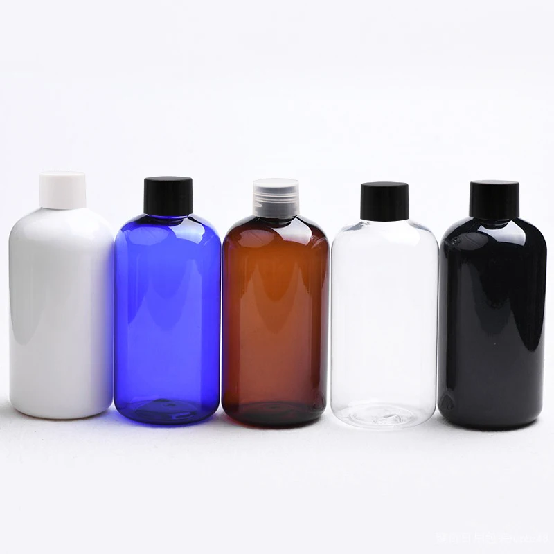 

wholesale 20pcs 250ml Amber Empty Cosmetic packaging shampoo liquid soap bottles,brown container with screw lid PET bottle