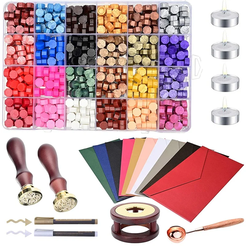 

Wax Seal Set, Containing 24 Color Wax Seal Beads, Sealing Wax Heater, Melting Spoon,Handmade and Decorative Pencils